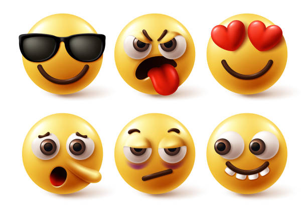 istock Emoji face vector set design. Emoticons emojis characters in happy, angry, naughty, in love and pinocchio nose facial expression 1712535643
