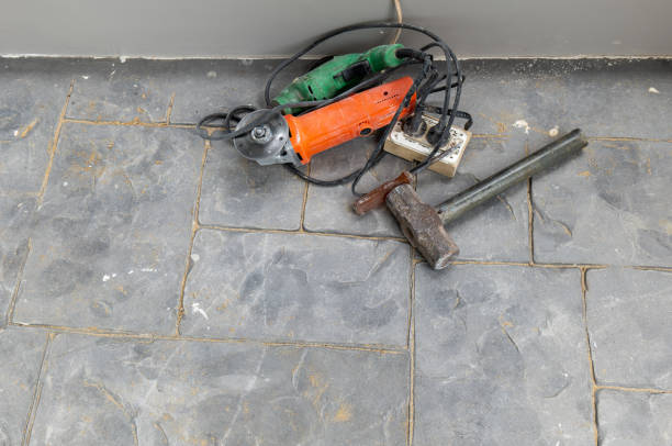 istock Electric tools in construction plant, Tools on the floor in construction. 1712536162