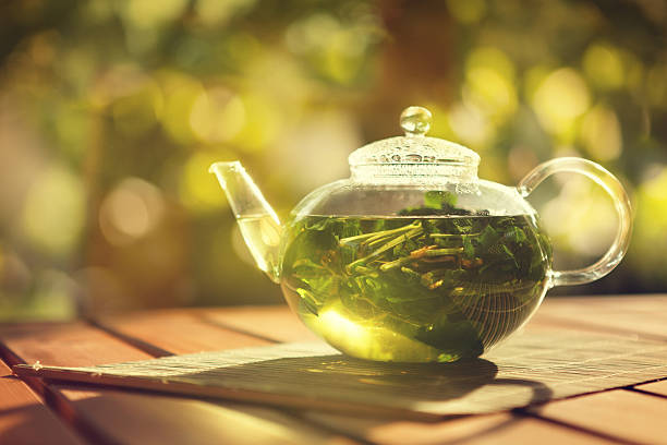 peppermint herbal tea stock photo