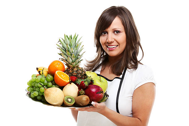 istock Young woman with fruits 171254954