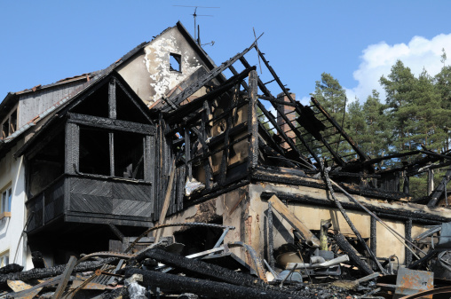 ruin of a burnt house after a fire