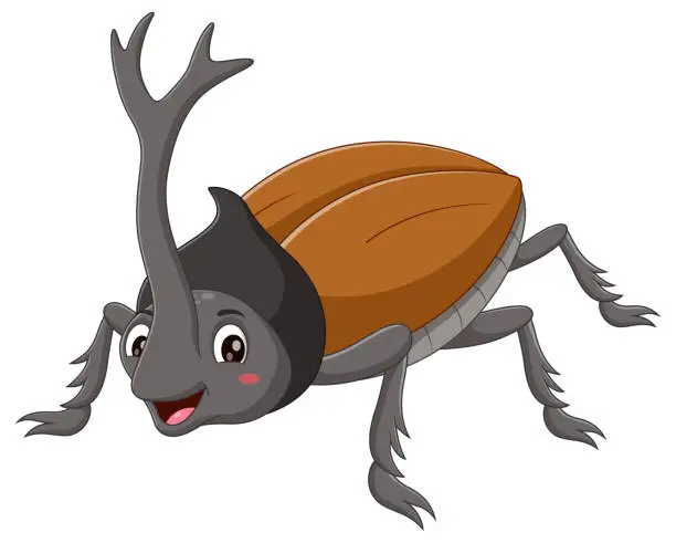 Vector illustration of Cute cartoon stag beetle. Vector illustration