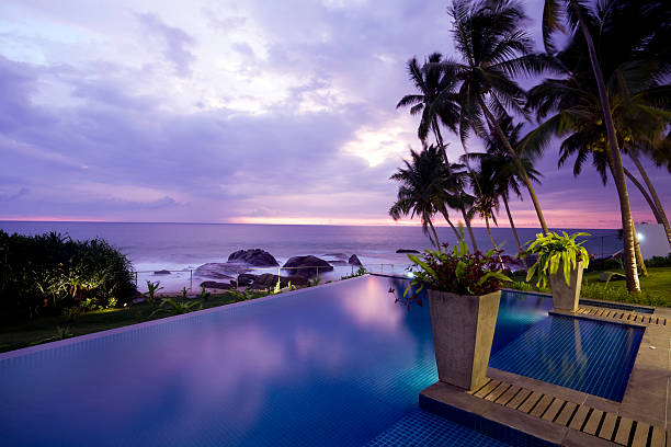 istock Beautiful sea side villa against a cloudy sunset 171255832
