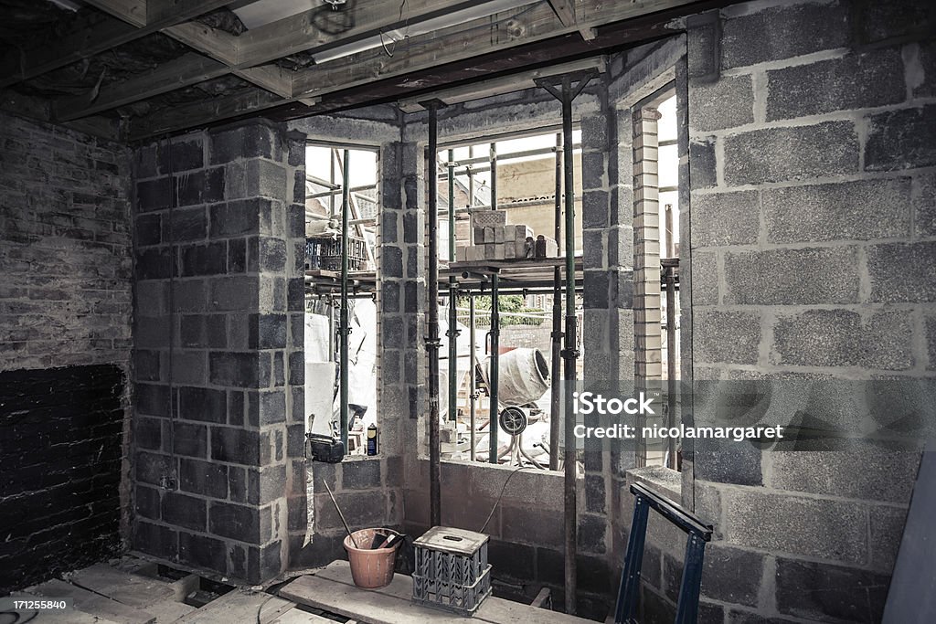 Local de construção: Reconstrução - Royalty-free Ampliação da Casa Foto de stock