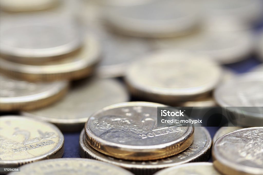 Australian One and Two Dollar Coins Australian Dollar Coins Australia Stock Photo