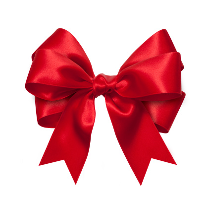 Red gift bow on white.