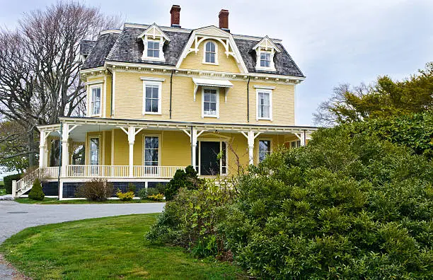 This stately mansion, built in 1873, commands   views of Newport Harbor and Narragansett Bay. This home served as  the summer White House of President Dwight D. Eisenhower in 1958 and 1960.