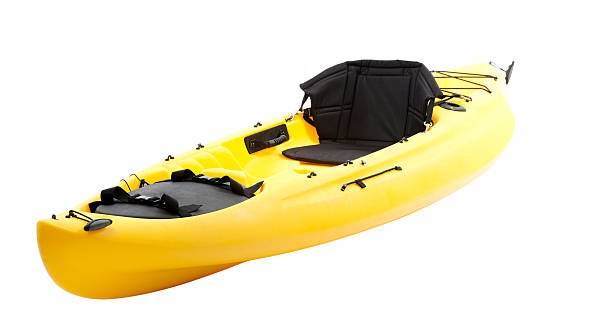 kayak de mer, avec un tracé de détourage - canoe kayak, jaune photos et images de collection