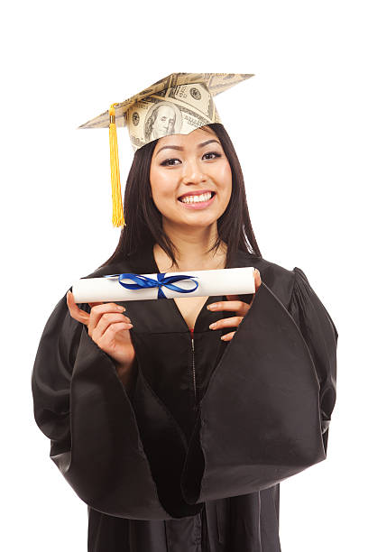 istock Student Graduate Happy about Financial Future on White Background 171258720