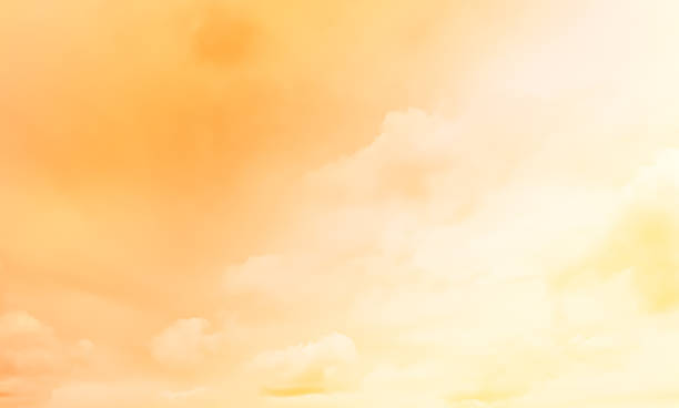 Orange Sky Pastel Cloud Summer Background Gradient Fantasy Winter Landscape Abstract Light Yellow Paint Autumn Landscape Cloudy View Romantic Twilight Atmosphere Beauty Scene Cute Texture Fun stock photo