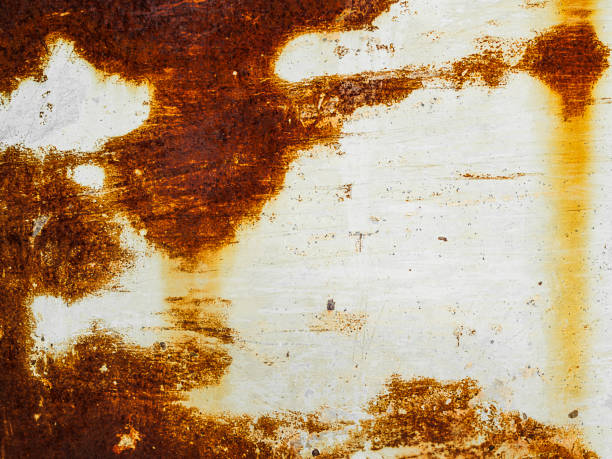 rusty iron metal rust background plate steel sheet old copper paint brown brush paint grunge rustic vintage wall floor plate dirty industry seamless texture effect distress worn corrosion frame - metal rusty rust steel imagens e fotografias de stock