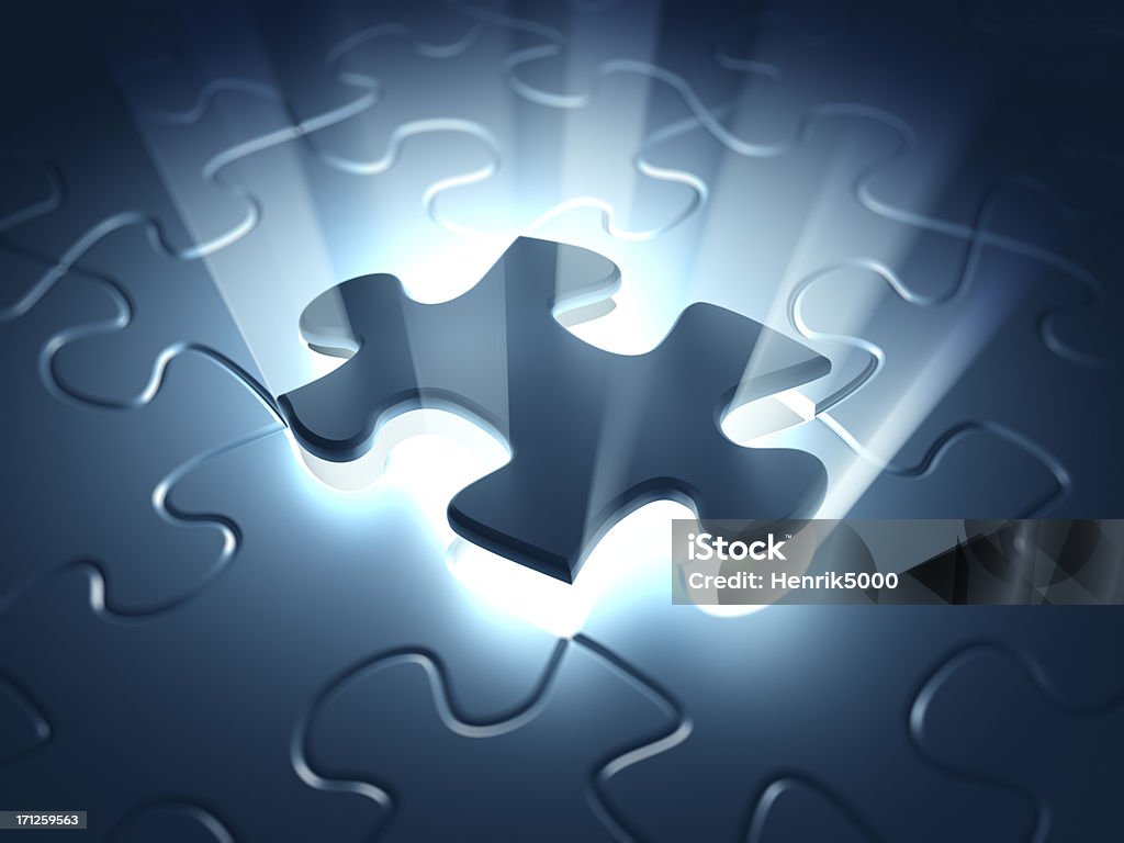 Final puzzle piece High quality 3d render of final puzzle piece landing in place Jigsaw Puzzle Stock Photo