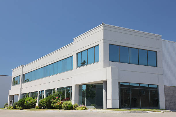 istock Exterior of modern commercial building, blue sky 171259655