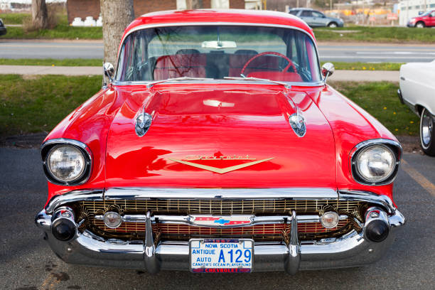 chevrolet bel air - collectors car front view chevrolet bel air horizontal imagens e fotografias de stock