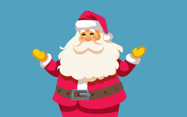 Vector illustration of Happy Santa Claus Welcoming Winter Holidays Vector Cartoon Illustration