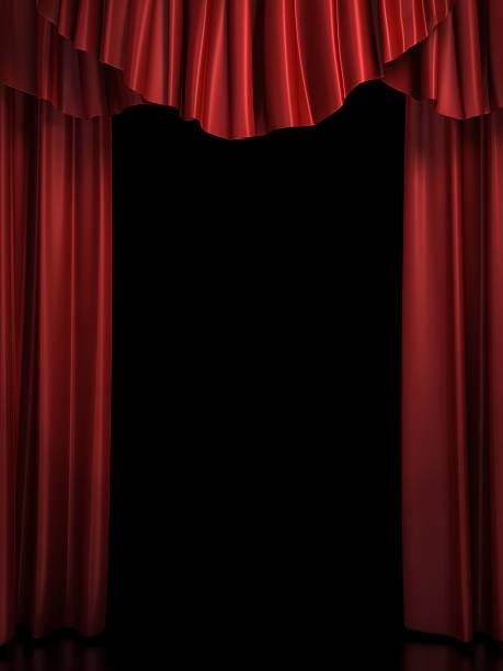 red stage curtain stock photo