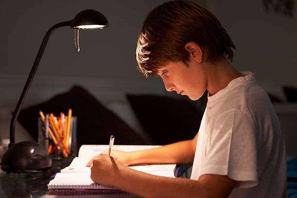 istock Young Boy Studying At Desk In Bedroom 171262261