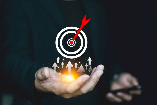 istock Business objective target and goal concept , Technology and innovation theme. creative thinking idea and problem solving solution, Target goal and business idea icon. marketing strategy planning. 1712625045
