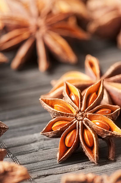 istock Star anise cooking spice drying on a bamboo mat 171263520