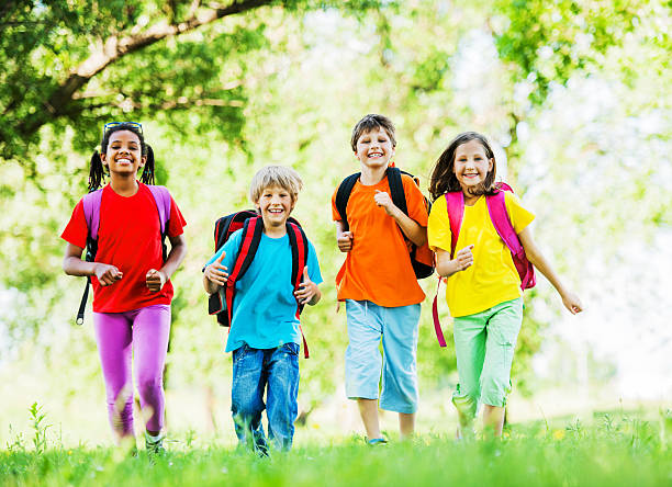 istock Group of school kids with backpacks. 171263828