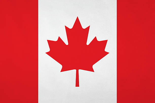 Canadian flag with nice satin texture stock photo