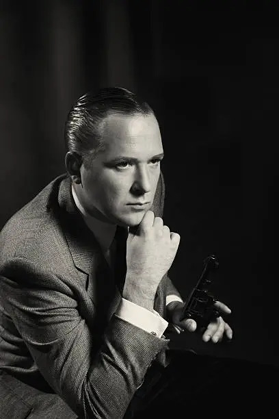Photo of Old Hollywood. Man with the gun