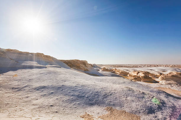 sun in the white desert of egypt