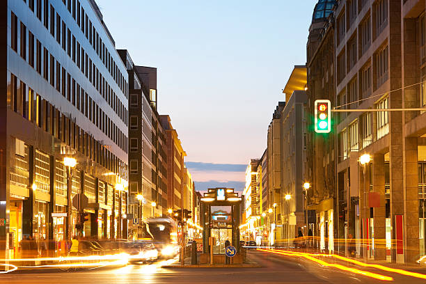 light trails on Berlin street, Germany,