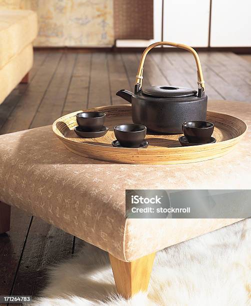 Tea Pot On A Tray In Stylish Lounge Stock Photo - Download Image Now - Cultures, Design, Domestic Room