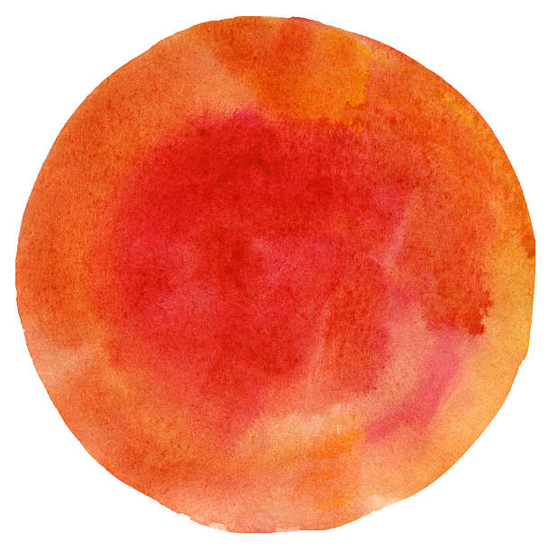 april pfirsich lesen wasserfarben circle - orange farbe stock-fotos und bilder