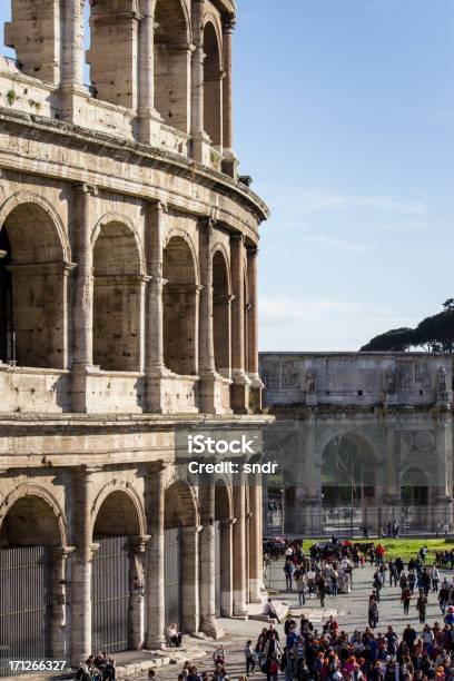 Tourists At The Colosseum Stock Photo - Download Image Now - Amphitheater, Ancient, Ancient Rome