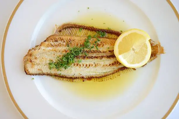 Photo of Fresh Sole Meuniere Served on a Plate