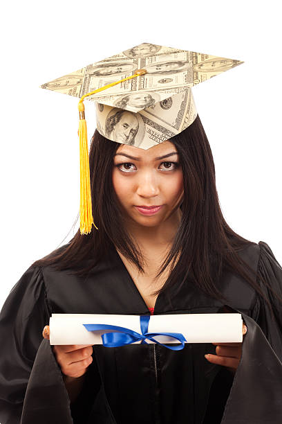 istock Student Graduate Worrying about Financial Future Income on White Background 171266689