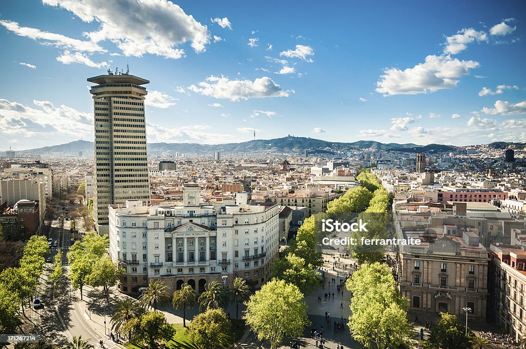 Skyline Ramblas di Barcellona - Foto stock royalty-free di Barcellona - Spagna