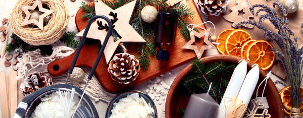 istock Christmas candle decoration with natural elements. Winter holidays. 1712673367
