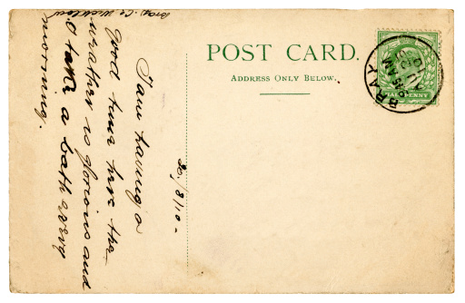 A handwritten postcard sent from Bray, in County Wicklow, Ireland, dated 1910, before the creation of the Republic of Ireland. At the time the postcard was written, Eire was part of Great Britain.