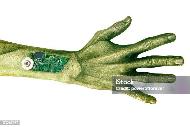 Alien Cyborg Hand Stock Photo - Download Image Now - Alien, Electronics Industry, Electrical Equipment