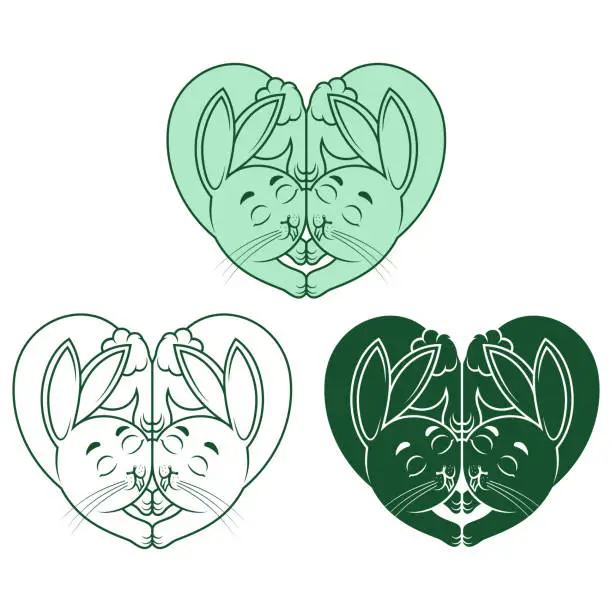Vector illustration of Illustration of heart shaped rabbits