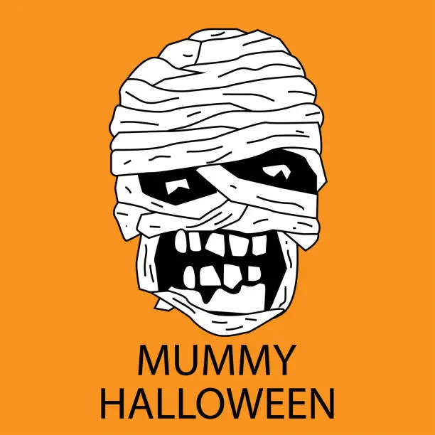 Vector illustration of halloween mummy. Vector Horror Illustration.