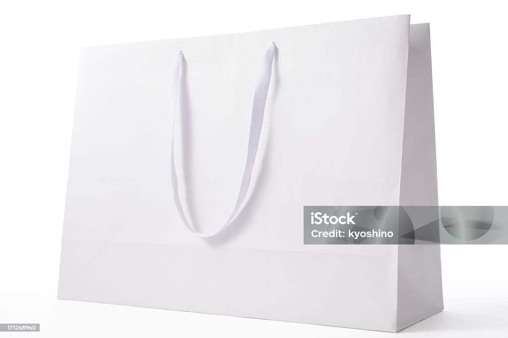 絶縁ショットの白い空白の白い背景の上のショッピングバッグ - 白色のロイヤリティフリーストックフォト