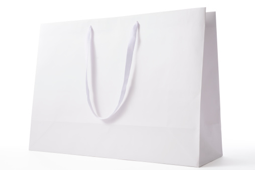 White blank shopping bag isolated on white background with clipping path.