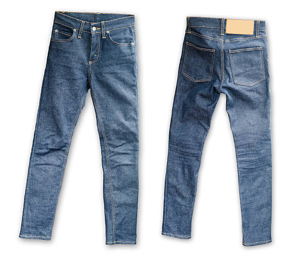 skinny tight blue jeans auf weißem hintergrund - pants stock-fotos und bilder