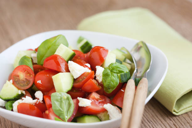 Fresh tomato salad stock photo