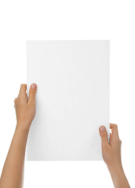istock Hands holding blank paper against white background 171269371