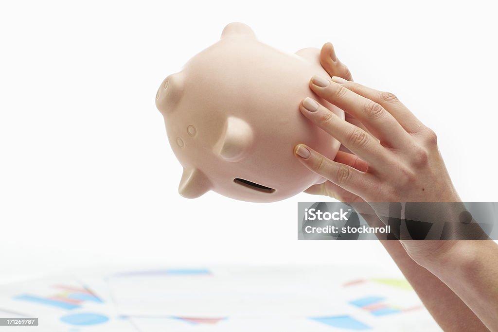 Negócios gráficos, mapas e um piggy bank - Foto de stock de Vazio royalty-free