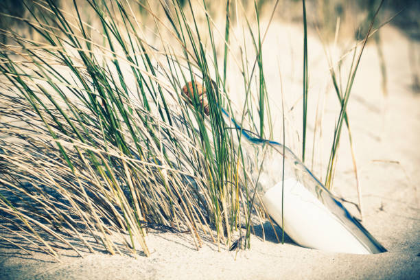 私が愛してあげて、メッセージを - message in a bottle beached bottle desert island ストックフォトと画像