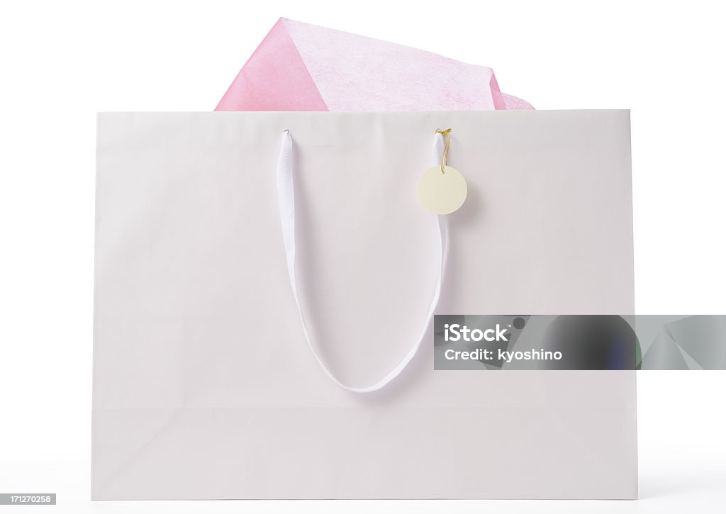 絶縁ショットの空白のショッピングバッグ、白でタグ - 贈り物のロイヤリティフリーストックフォト