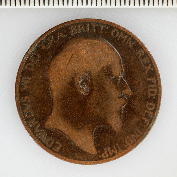old british penny obverse 1904 cabeça de edward vii - british currency currency nobility financial item - fotografias e filmes do acervo