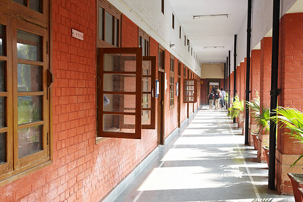 Delhi University building and corridor stock photo