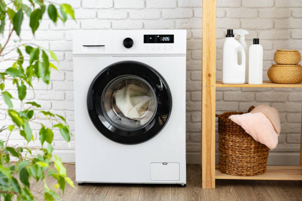 istock Modern white washing machine close up photo 1712718834